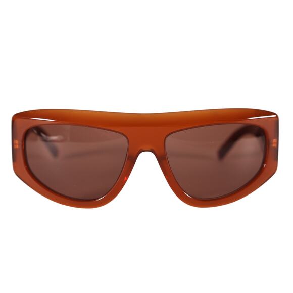 MCM Wraparound Rectangle Sunglasses - Shiny Light Brown / Brown - NWT - Picture 2 of 10